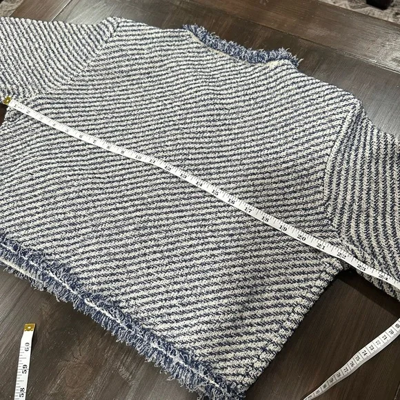 J.Crew Collection Textured Cotton Lady Jacket | NWT | M | Navy White | Fringe - Picture 8 of 15